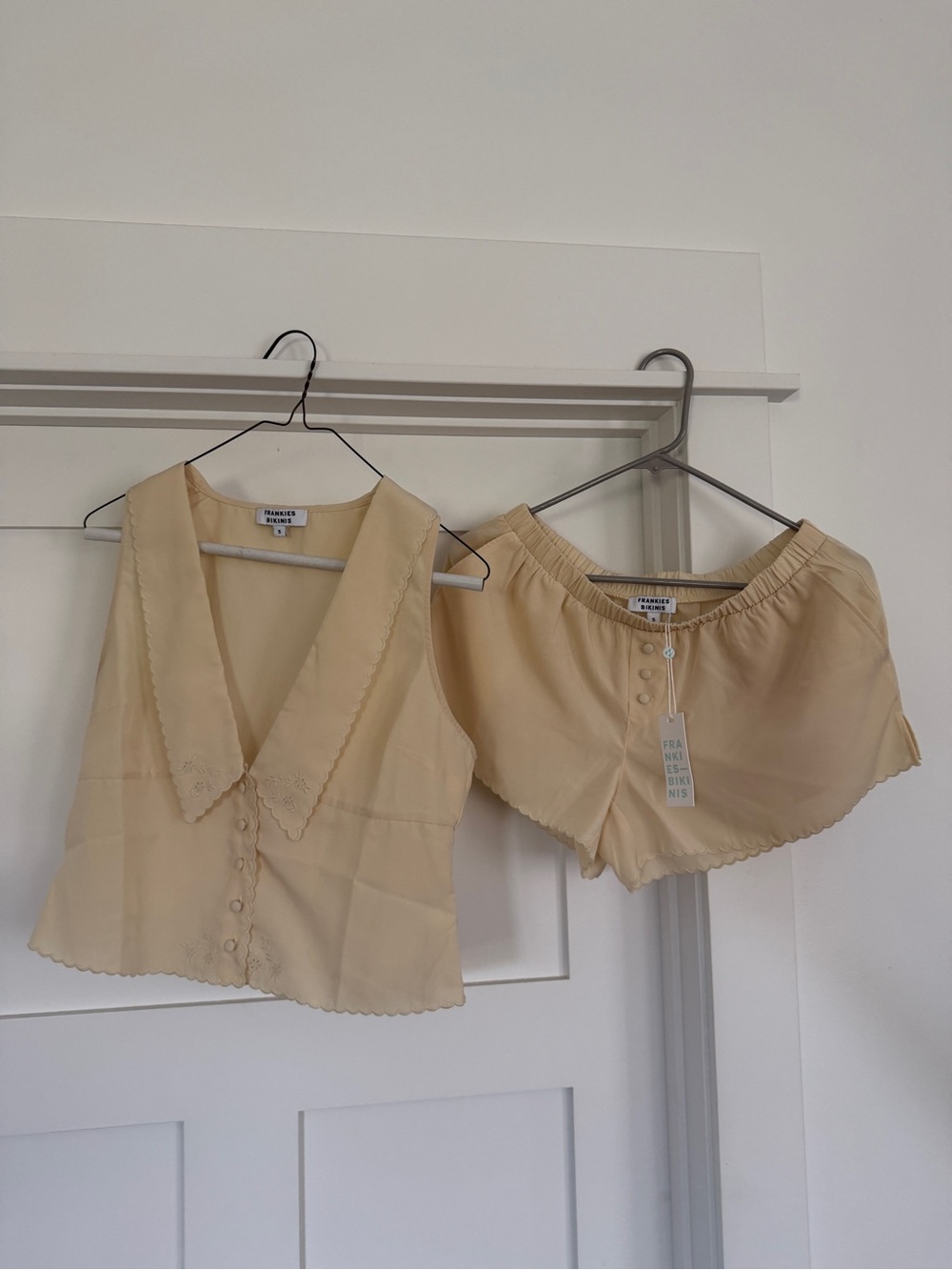 Frankie's Bikinis Macadamia Sleeveless Button Down Top & Shorts Set